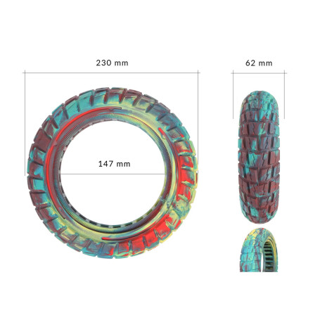 Cauciuc 10x2.50-6.5 (60/70-6.5), multicolor, plin